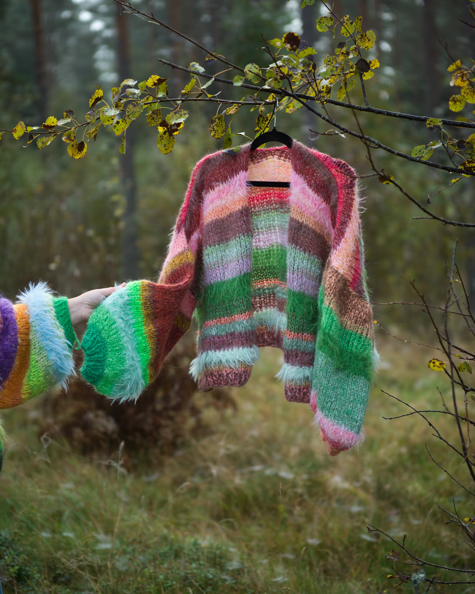 Stickad kofta i mohair, onesize nr5